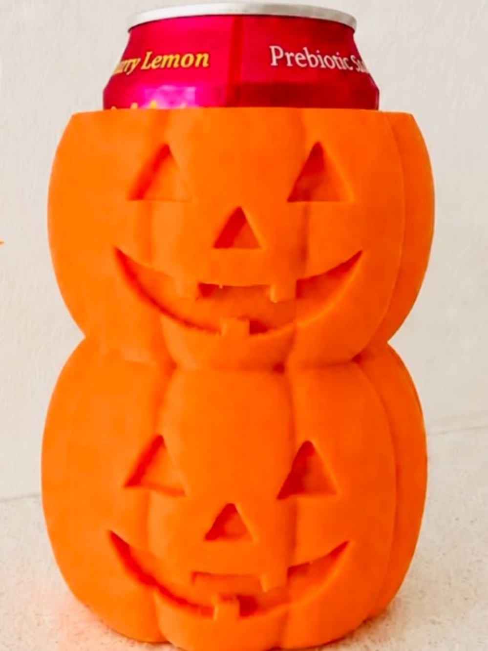 Pumpkin Jack o' Lantern Can Coozie Sleeve| fits 12 oz skinny cans - new